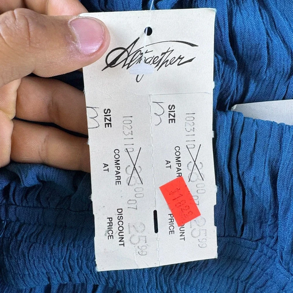 Diane Von Furstenberg Crinkle Skirt Womens 36x32 Blue Rayon Elastic Waistband